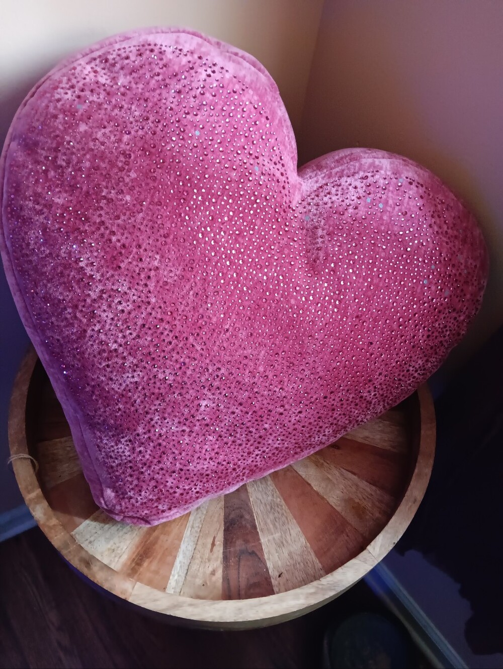 Plush Pink Heart Accent Pillow - Sparkle Velvet